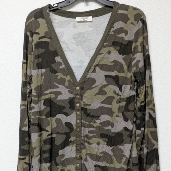 Zenana Women's Camouflage Print Long Sleeve Snap Button Front Cardigan - XL - Picture 1 of 4
